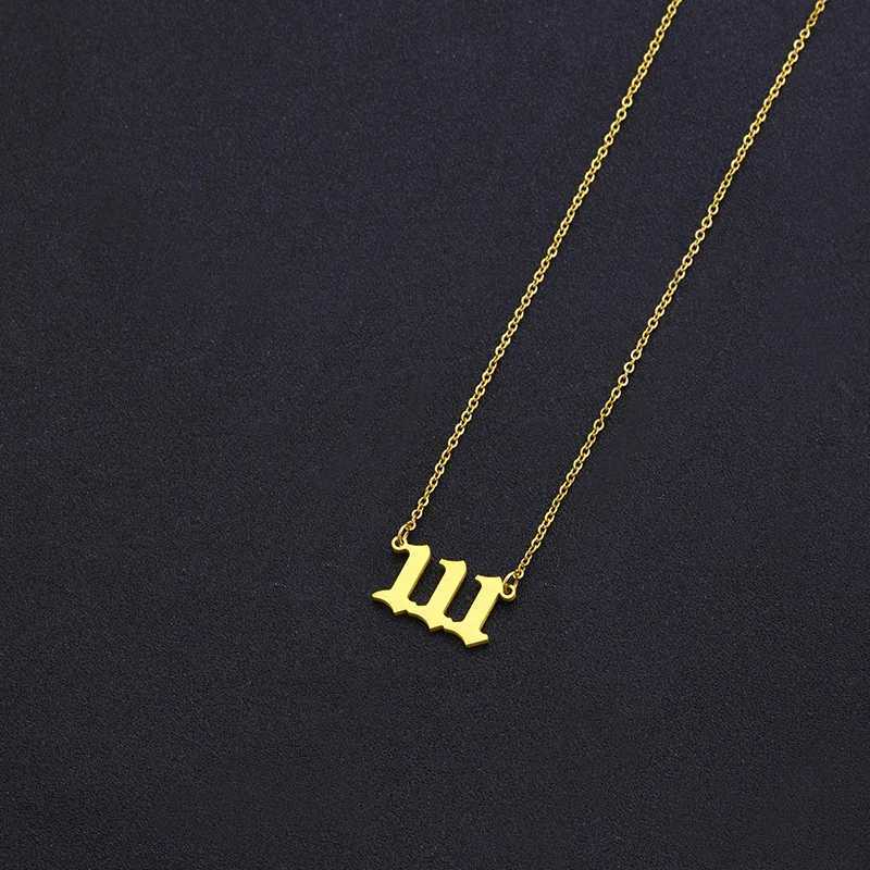 Trendy Lucky Number 111-999 Stainless Steel Gold Chain Necklace Womens Pendant Gift W240828