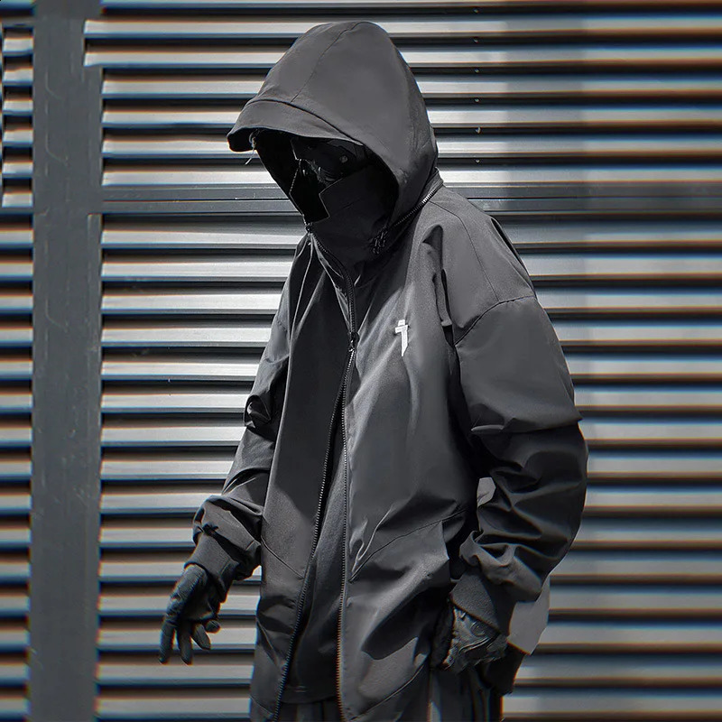 HKSH Heavy Industry Autumn Winter Mens Hidden Hooded Jacket Patchwork Loose Casual Stand Collar Zipper Trendy Sweatshirt HK2460 240828