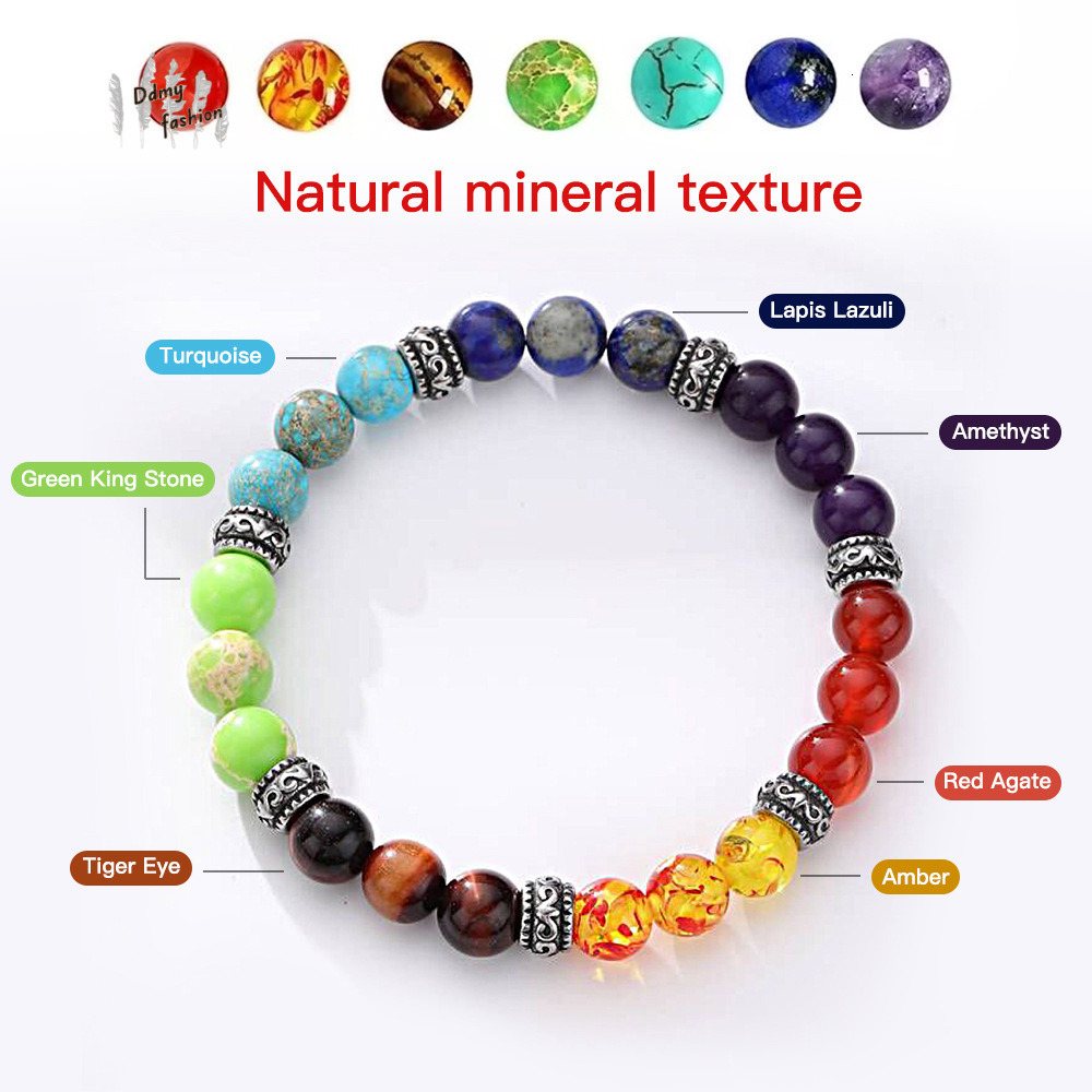 Energy Assisted Breathing Meditation Agate Natural Tiger Eye Volcanic Stone Colorful Bracelet Jewelry F08.29-5.5 29c6e