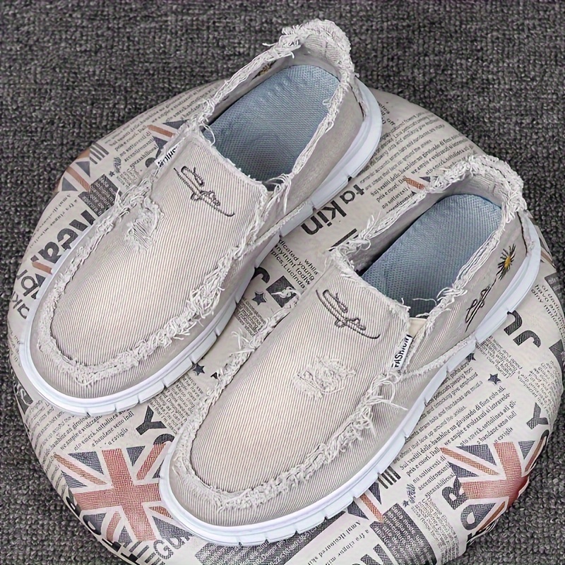 Men's Trendy Slip On Loafer Shoes Non Slip Canvas Low Top For Outdoor Walking Hiking Jogging All Seasons Vacation