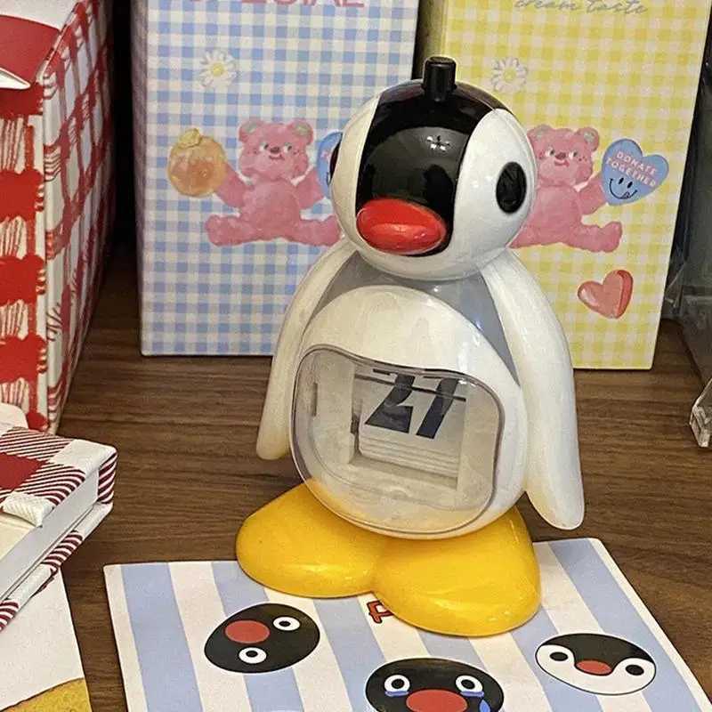 Cute retro penguin calendar decoration creative desktop doll decoration bedroom living room office home decoration W240828