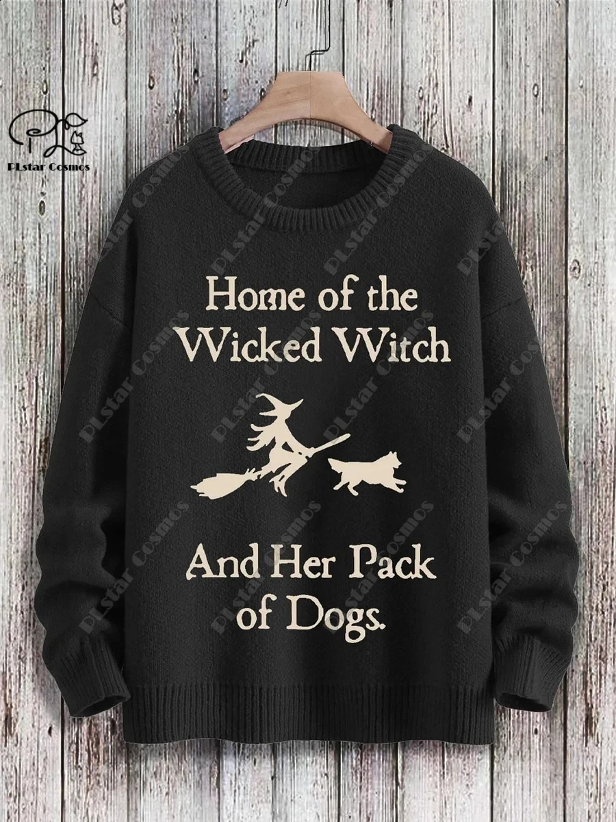 3D printing Halloween series ghost witch print pattern ugly sweater casual unisex winter sweater 240829