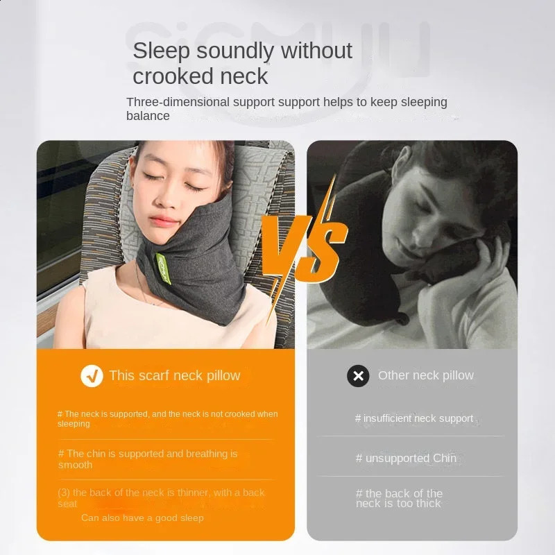 Memory Foam Travel Pillow Neck Support Cushion with Washable Cover for Plane Train and Car Pillows for Sleeping 240829