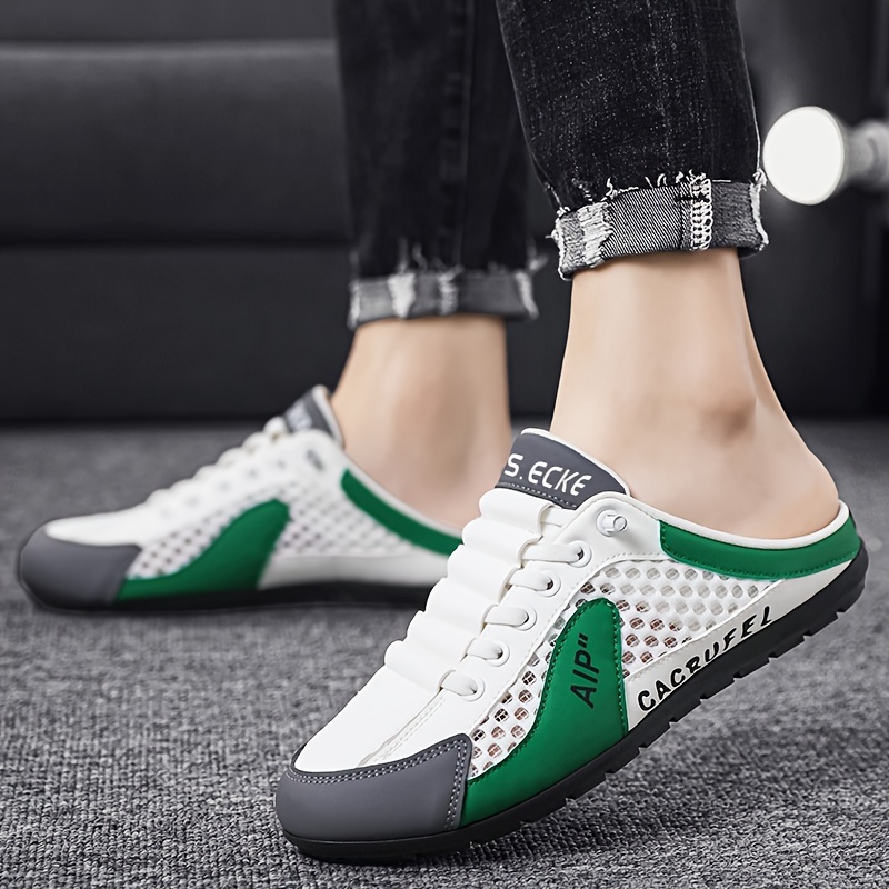 Mens Breathable Slip-On Shoes slippers - Lightweight, Non-Slip, Elastic Band Closure, Fabric Upper, EVA Insole, PVC Sole, Solid Color, Outdoor Walking