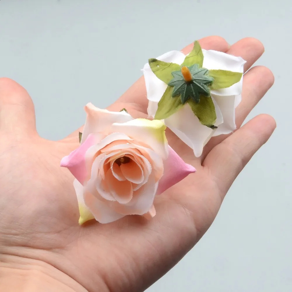 100PCS DIY Artificial White Rose Silk Flowers Head For Home Wedding Party Decoration Wreath Gift Box Scrapbooking Flowers 240829