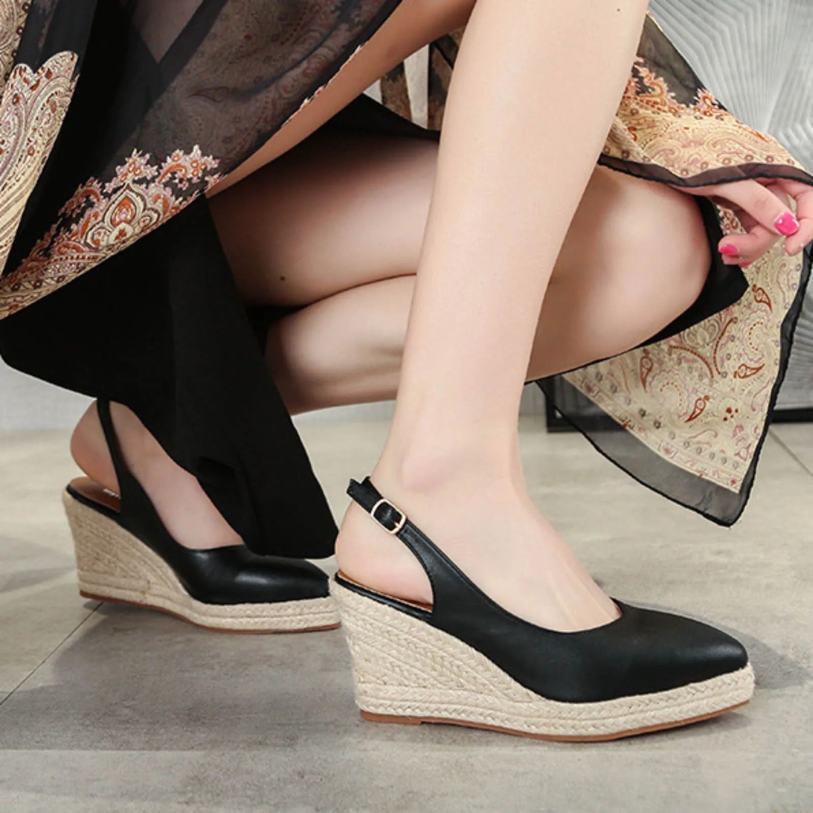 Half Pack Wedge Sandals Womens Dress Summer Espadrillles High Heels Grass Shoes Womens Sandals Wedge Shoes 240827