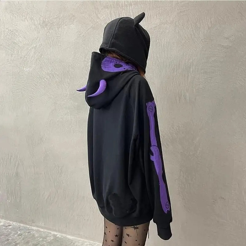 Unisex Men Women Halloween Hoodie Graphic Zip Up Sweatshirt Y2K Oversized Long Sleeve Rhinestone Skeleton Jacket 240828