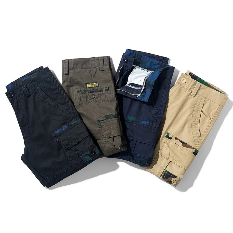 Mens cargo cotton camouflage shorts with large pockets suitable for summer beach runners to wear mens clothing on the shoulders excluding belt 240828 - view 7