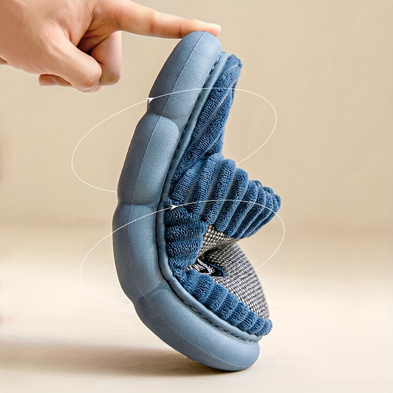 Vintage Houndstooth Round Toe Memory Foam Slippers - Soft, Plush, Cozy, Anti-skid, Slip-on Shoes for Men - Winter Indoor Shoes with Fabric Insole, PVC