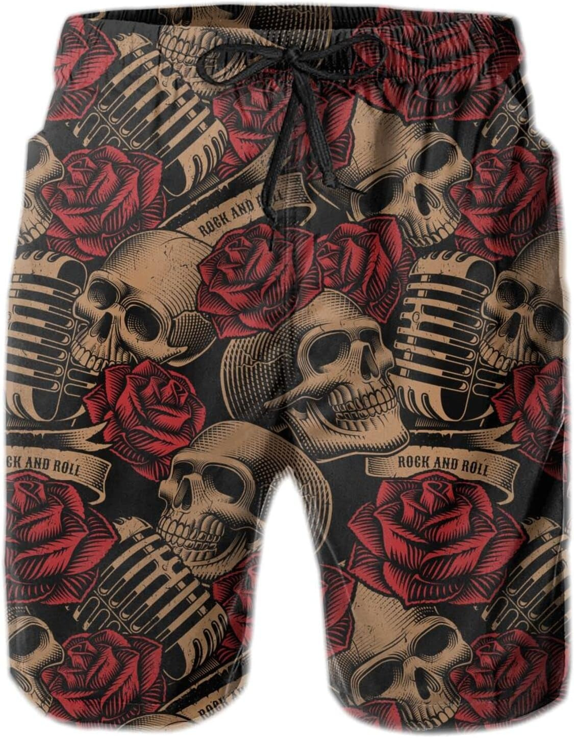 Halloween Mens shorts 3D Dead Skull Rock Mens Swim Trunks Quick Dry Swim Shorts Beach pants for men Print Beach Board Shorts Swimwear handsome handsom