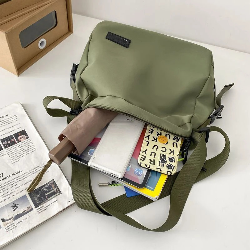 Green Messenger Bag for Men Canvas Bag Crossbody Bags Student Shoulder Bag 240829