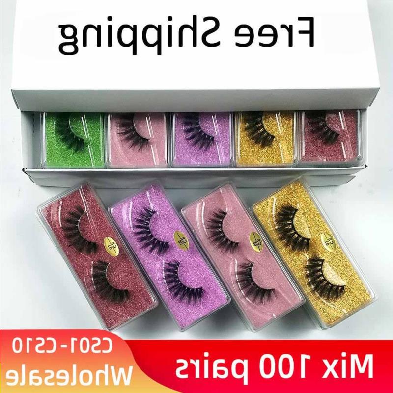 Mink Eyelashes Bulk Wholesale mix 10 styles Pack Natural Thick False Lashes Handmade Makeup Cotton stalk soft Lengthen Ewgga