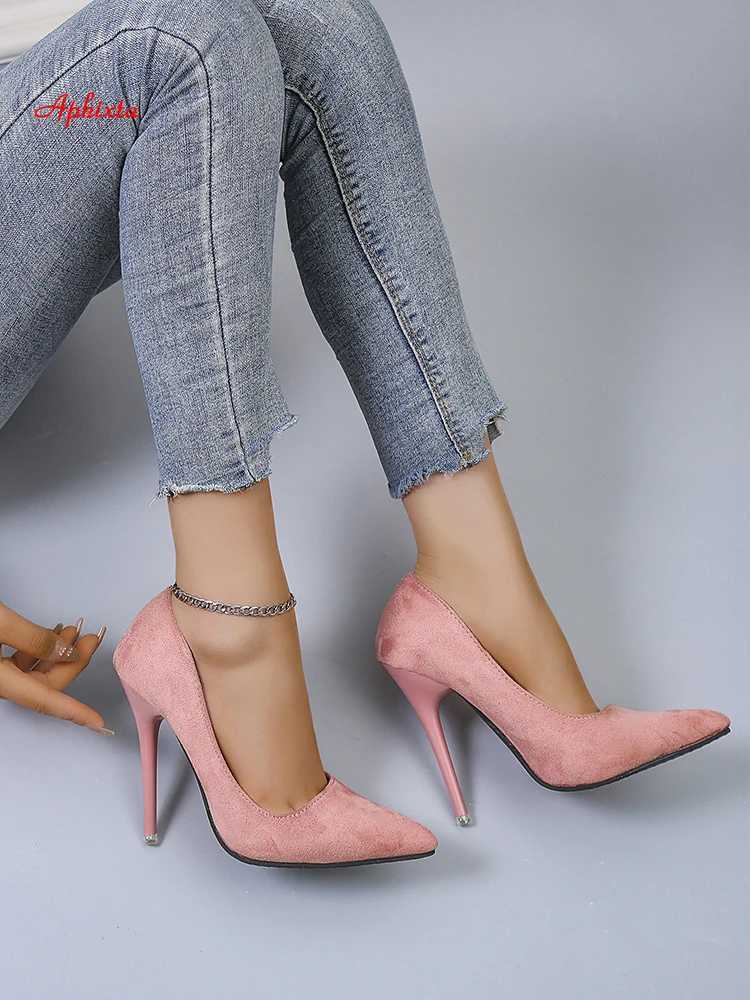 High Quality Aphixta 4.72-inch Ultra High Heels Pump Womens Solid Office Socks Pointed Toe Party Shoes Womens Plus Large 44 45 T241024