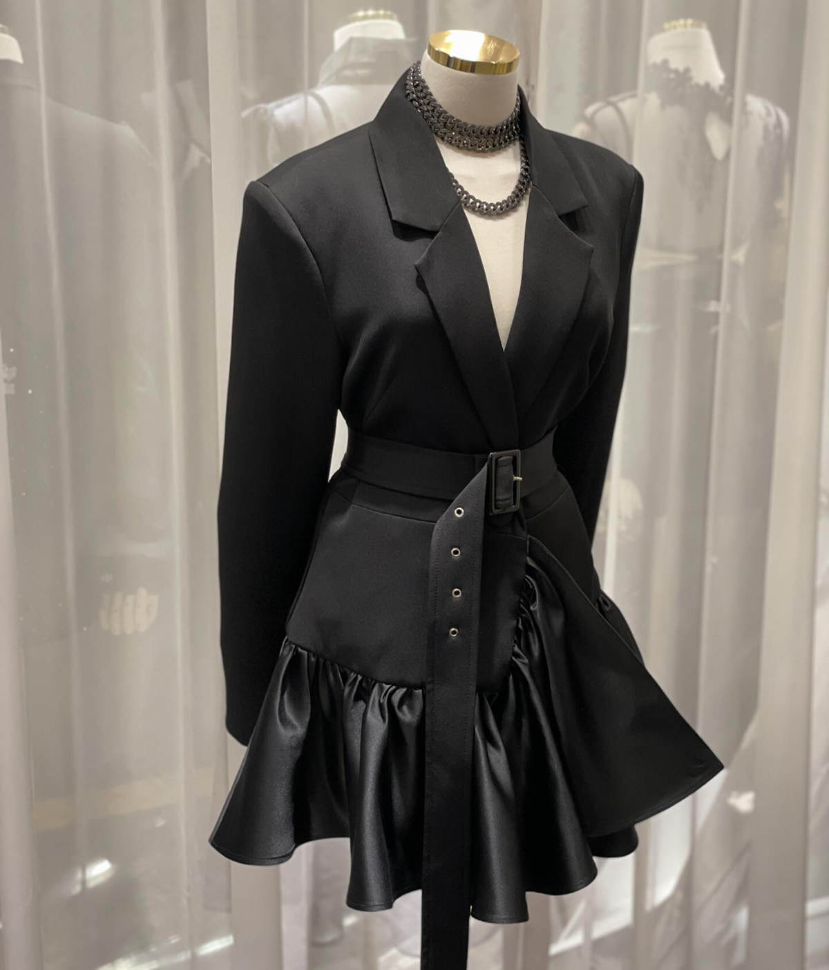 Black Women Blazer Dress Costumes Pour Femmes Tailored Jacket Prom Birthday Party Wear With Belt