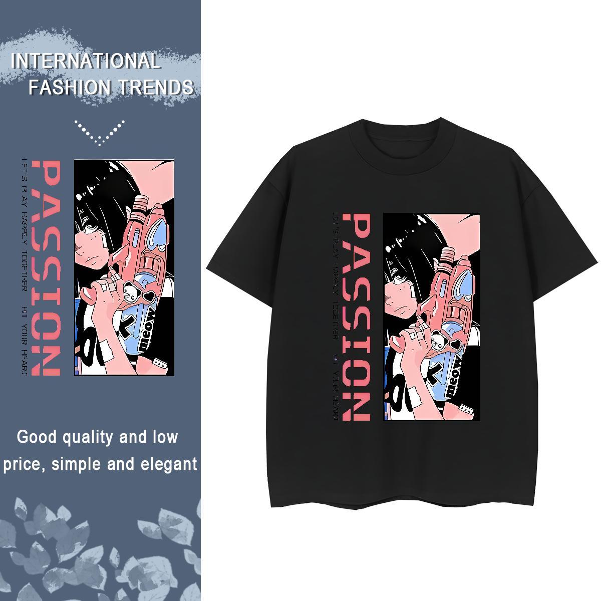 Free Shipping Couples T Shirts 230g Cotton cartoon Casual Sport Womens T Shirts Breathable Soft Anime Clothes Shirt
