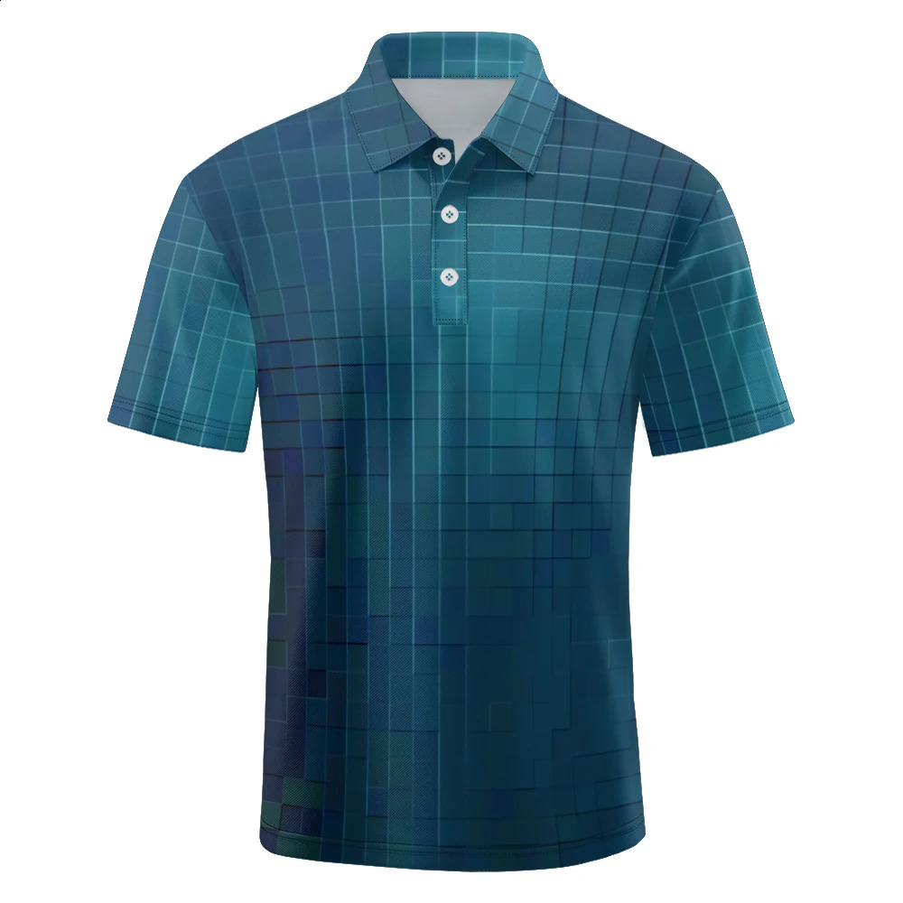 summer lapel golf solid color striped printed polo shirt casual office teal short sleeved Tshirt 240828