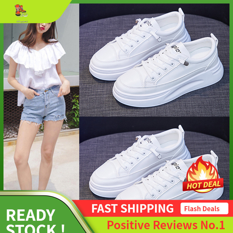 Ddmysports White For Women Spring New Breathable Student Korean Version Height Increasing Sponge Cake Casual D Board Shoes OUTDOOR