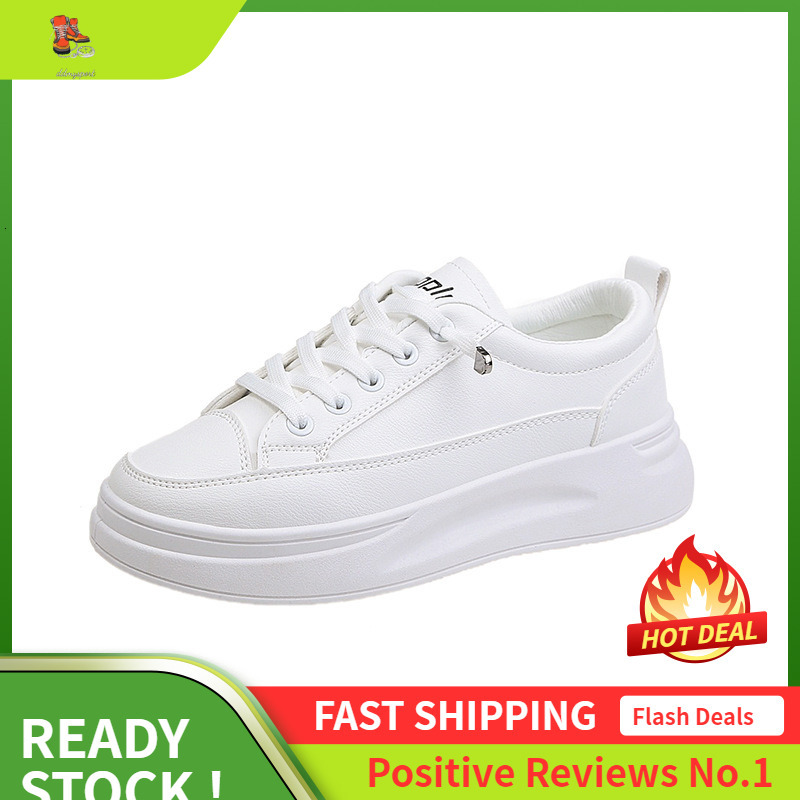 Ddmysports White For Women Spring New Breathable Student Korean Version Height Increasing Sponge Cake Casual D Board Shoes OUTDOOR