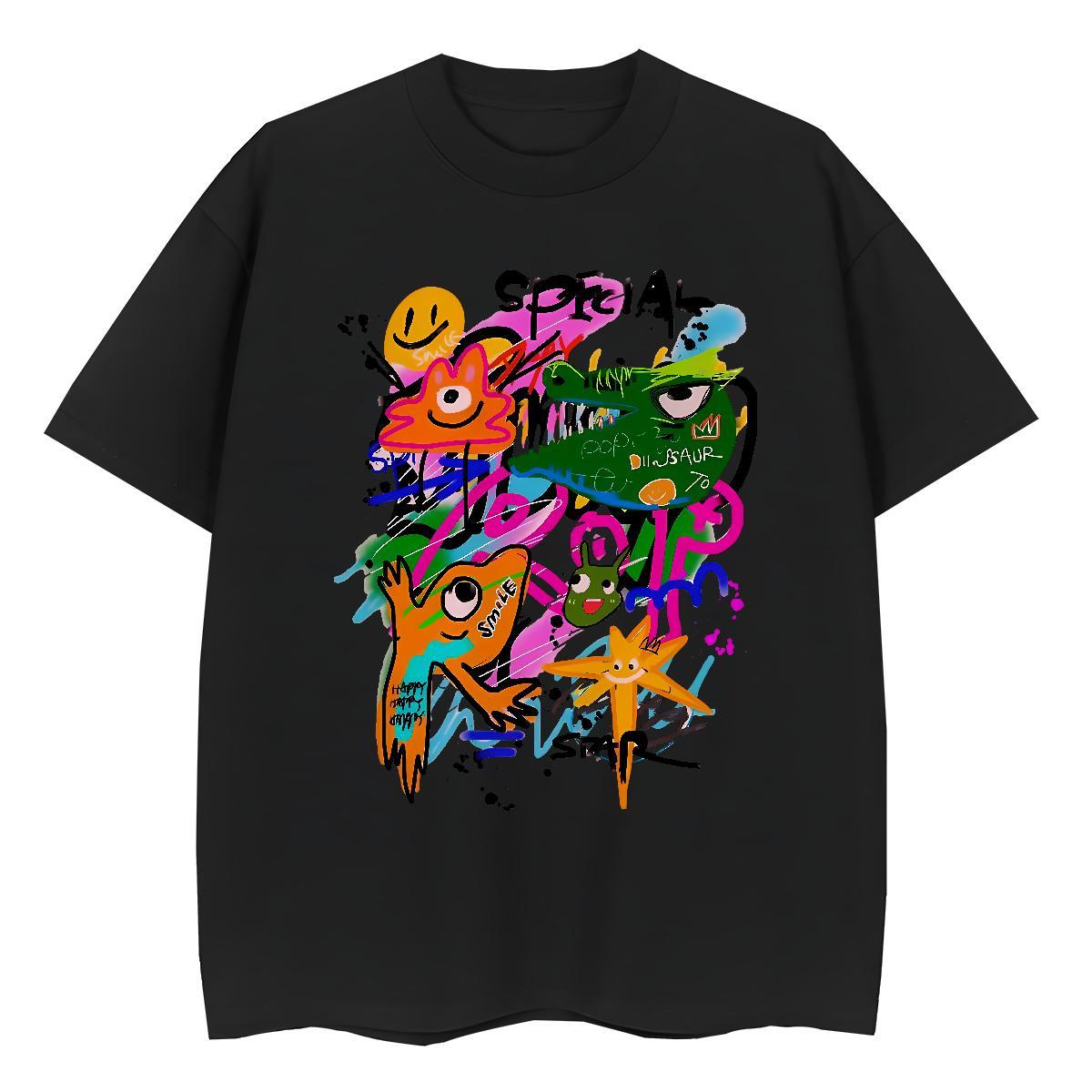 High quality Lady T shirt 230g 100% Cotton cartoon Spring Summer T-Shirts Breathable Crew Neck Graphic Clothes Shirt