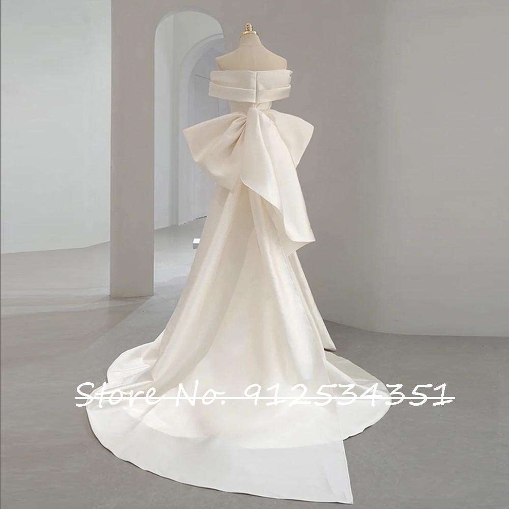 Novia Vestidos De Off The Shoulder Satin Wedding Dresses Sweetheart Neck Simple Robe Mariage Zipper Back Vintage Trouwjurk
