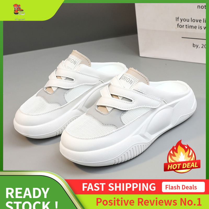 Ddmysports K Semi Drag Women S Summer Trendy Casual Breathable Thick Sole Height Increasing Mesh Student Board Shoes OUTDOOR