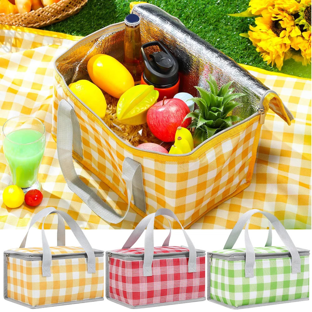 Outdoor camping picnic bag portable lunch tote large capacity basket food packaging table storage 240828