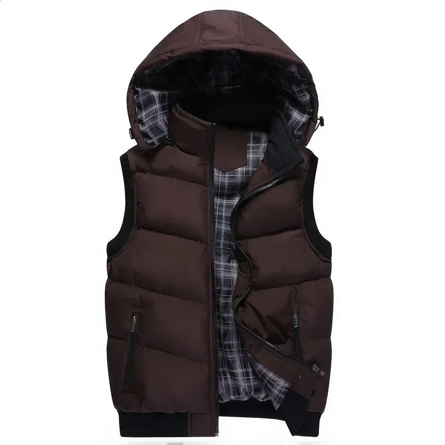 Mens Winter Tank Top Jacket Waterproof Thick Sleeveless Fashion Hoodie Casual Down 240828