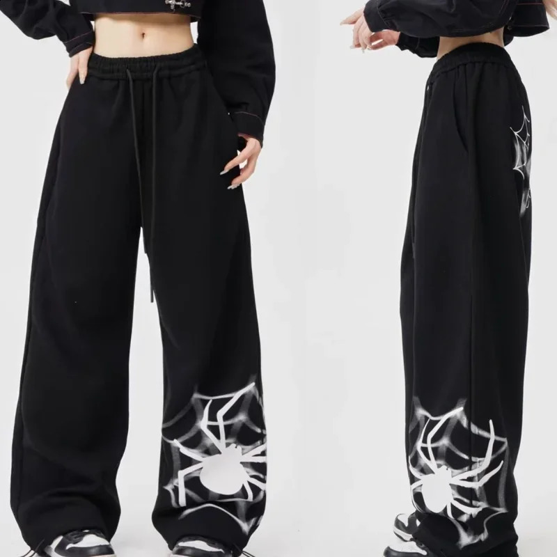 Deeptown Gothic Harajuku Y2k Womens Sportswear Baggy Vintage Pants Spider Japanese Fashion Trouser Streetwear Hip Hop Gyaru 240827