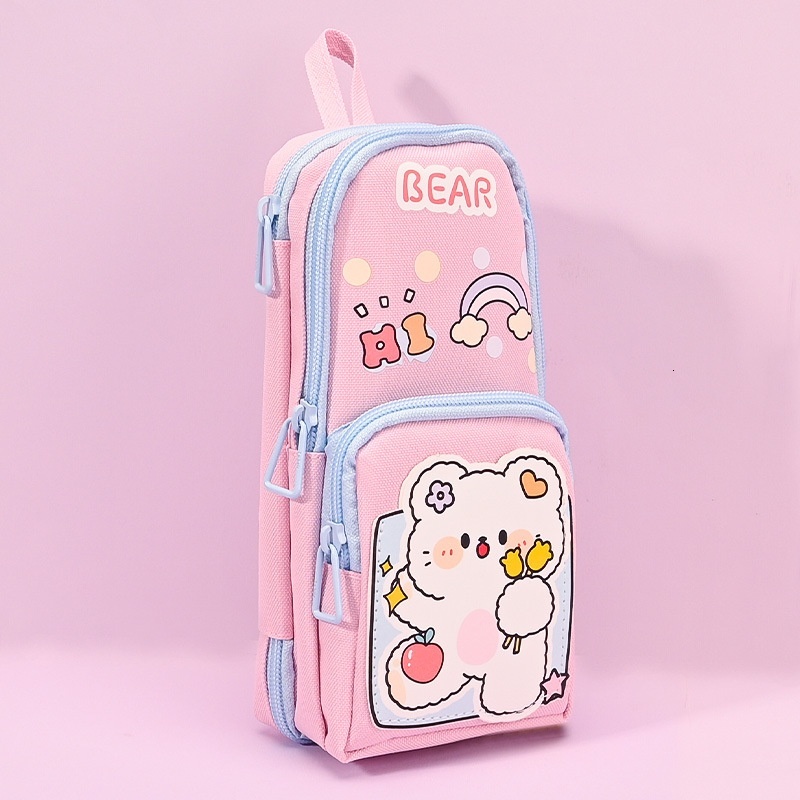 Pen bags popular, large capacity stationery storage bags, high aesthetic value, elementary school students decompression, double-layer cute pencil cas