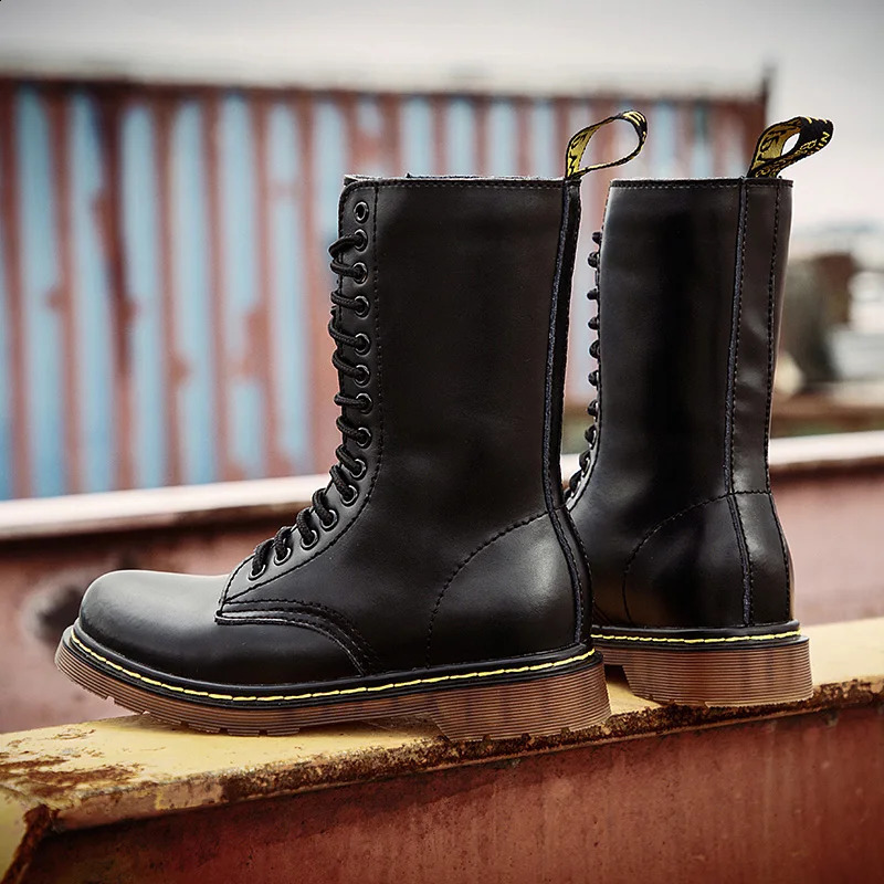 Platform Shoes For Women Long Men Outdoor Boots Goth Couple Plus Size Man Mid-Calf Chelsea Boot Genuine Leather 48 High Bot 240828