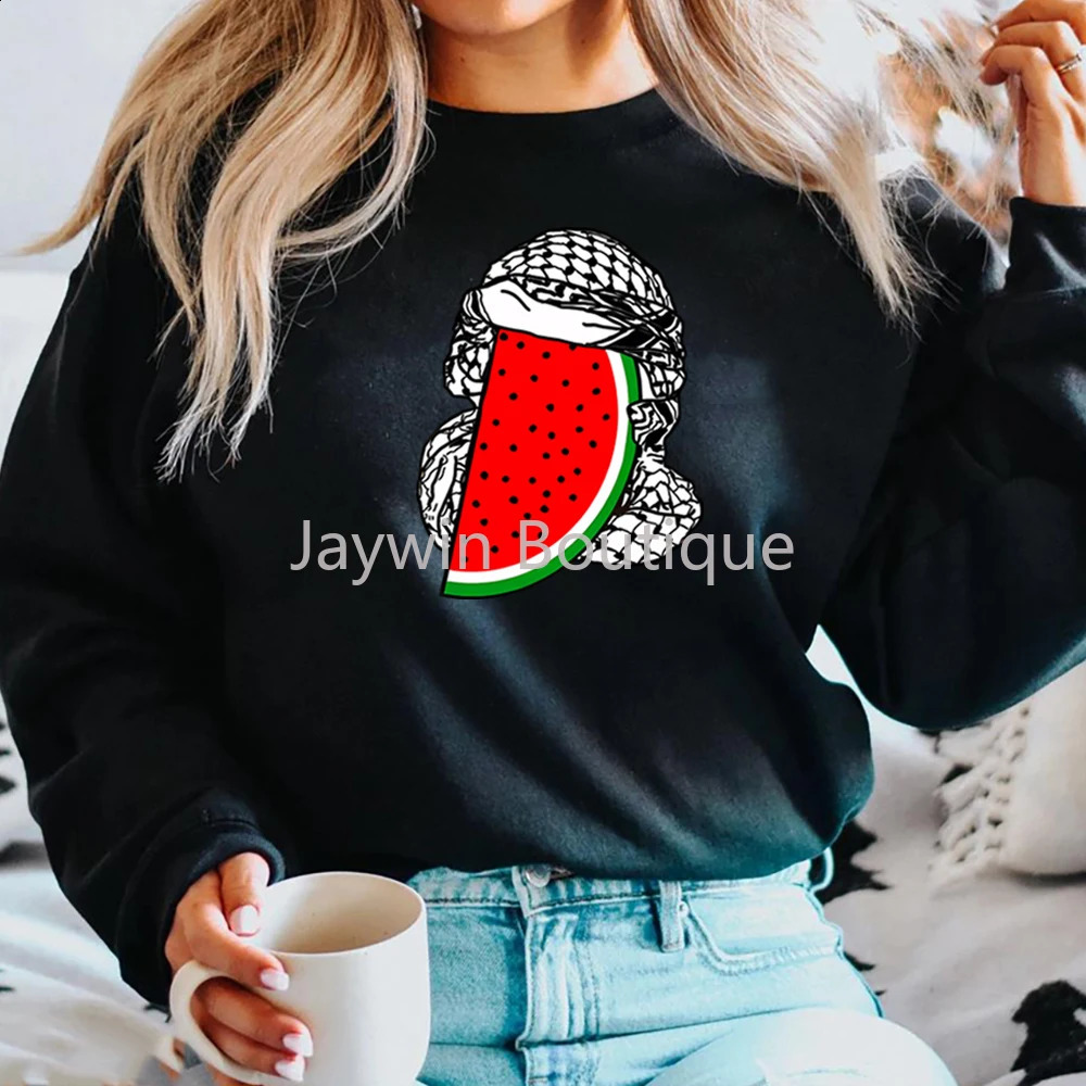 This is not a watermelon sweatshirt Ceci Nest Pas Une Past que hooded human rights skydiving collar Arab gift 240827