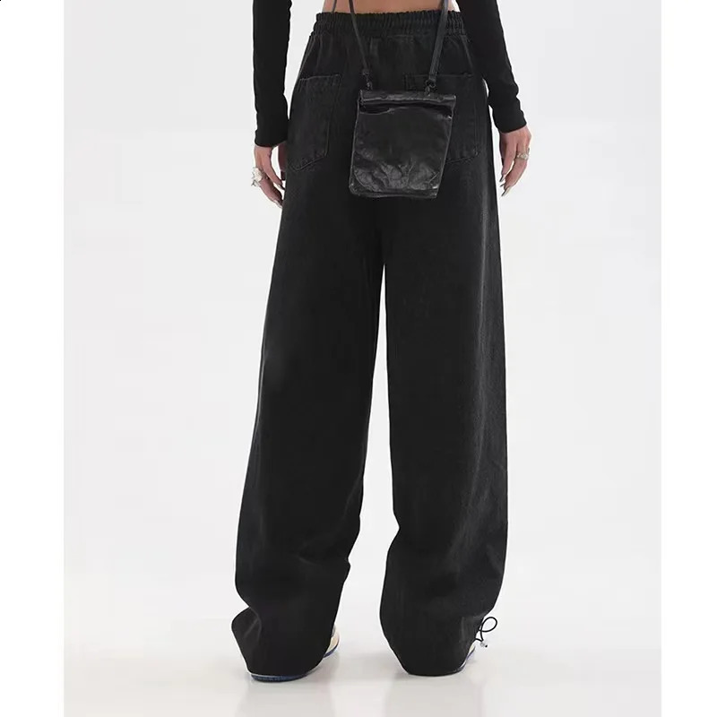 Womens early spring waist contrasting color drawstring tied sports pants long leg straight tube womens Trouser