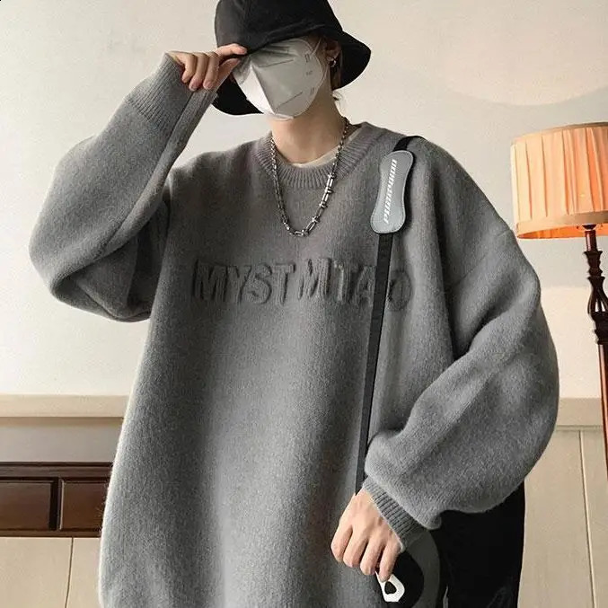 Fashion Autumn Winter Mens Cool s Casual Loose Tess Knitted Pullover Sweater Soft Alphabet 240829