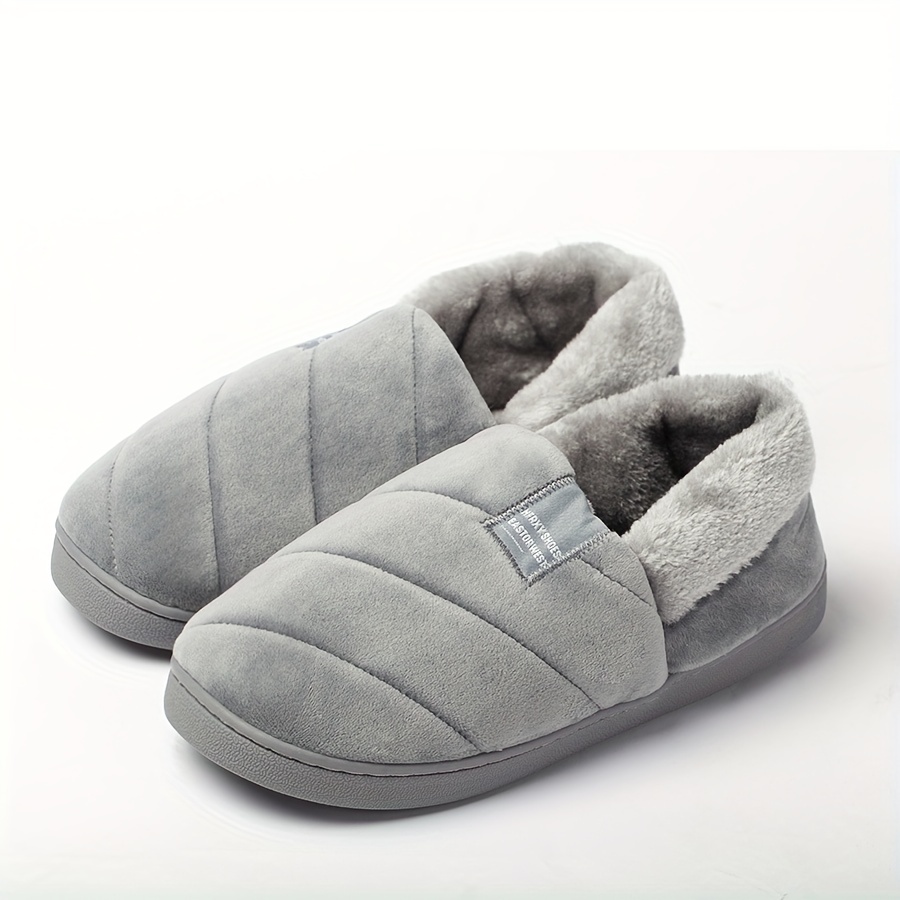 Men's Winter-Ready Slip-On Slippers - Cozy Plush Footwear with Non-Slip Grip, Casual Round Toe Home Shoes slipper