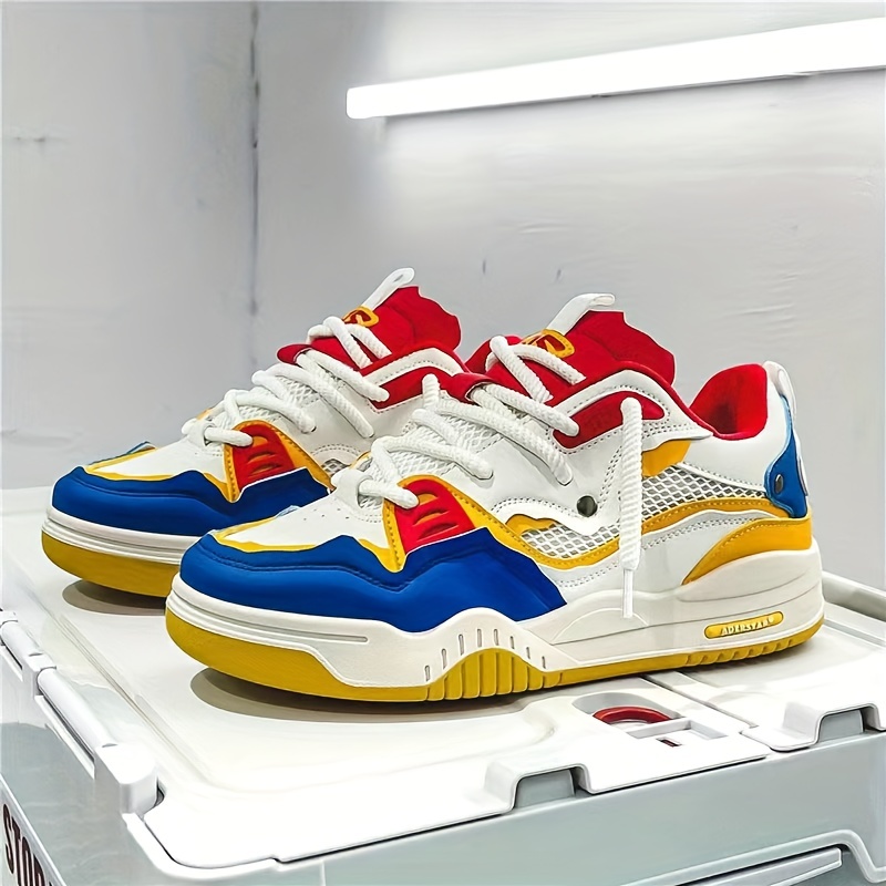 Trendy Women's Color Block Skate Shoes with Thick Sole and Lace Up Design - Lightweight, Versatile, and Perfect for Running and Walking