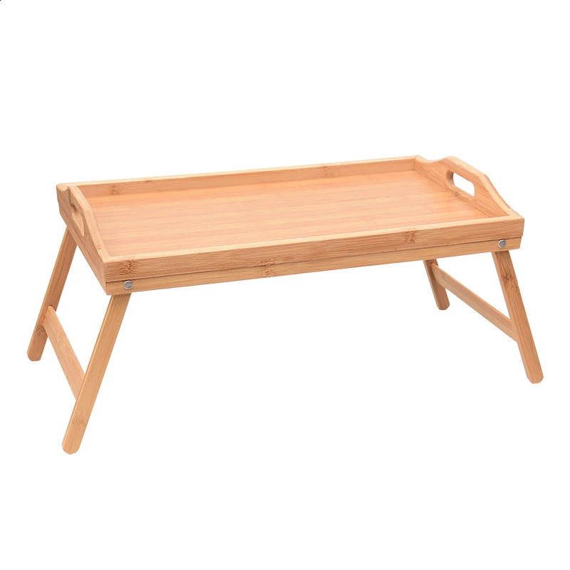 Bamboo Bed Tray Table with Folding Legs Handle Foldable Serving Laptop Tray Snack Tray Breakfast Tray Bed Table Drawing Table 240828