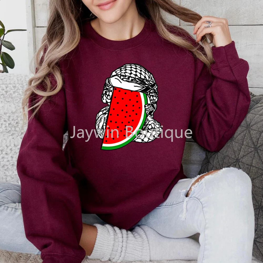 This is not a watermelon sweatshirt Ceci Nest Pas Une Past que hooded human rights skydiving collar Arab gift 240827