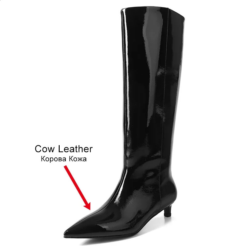 JOZHATA size 34-40 womens knee high boots leather sexy little cat boots winter 2025 wide calf boots 240827