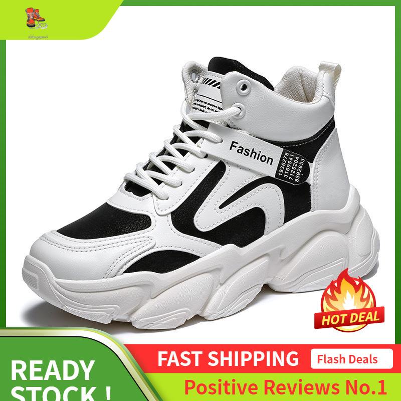 Ddmysports GA Igh Top Little White For Women New Autumn Board Shoes Increase Eight Thick Sole Versatile Tall And Loose OUTDOOR