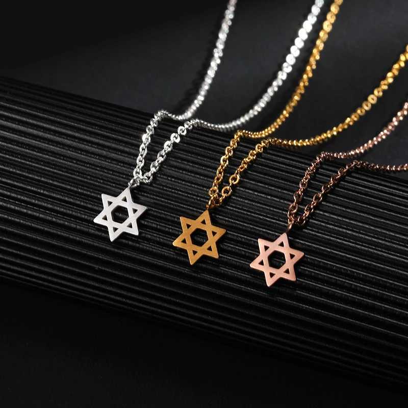 Retro Je Jewelry Star David Pendant Necklace Womens Chain Stainless Steel Israeli Emblem Talisman Solomon Logo W240828