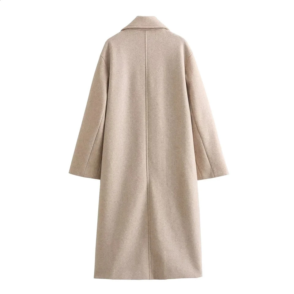 Autumn/Winter Mid length Over Knee Woolen Double Chest Soft Loose Versatile Jacket 240828