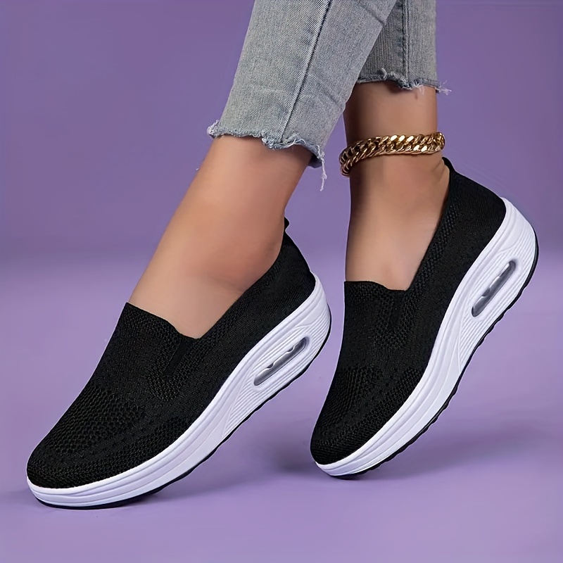 Comfortable Womens Casual Thick Bottom Shoes - Breathable Air Cushioning for Stability and Support - Fabric Upper, TPU Sole, Spring Season Essential