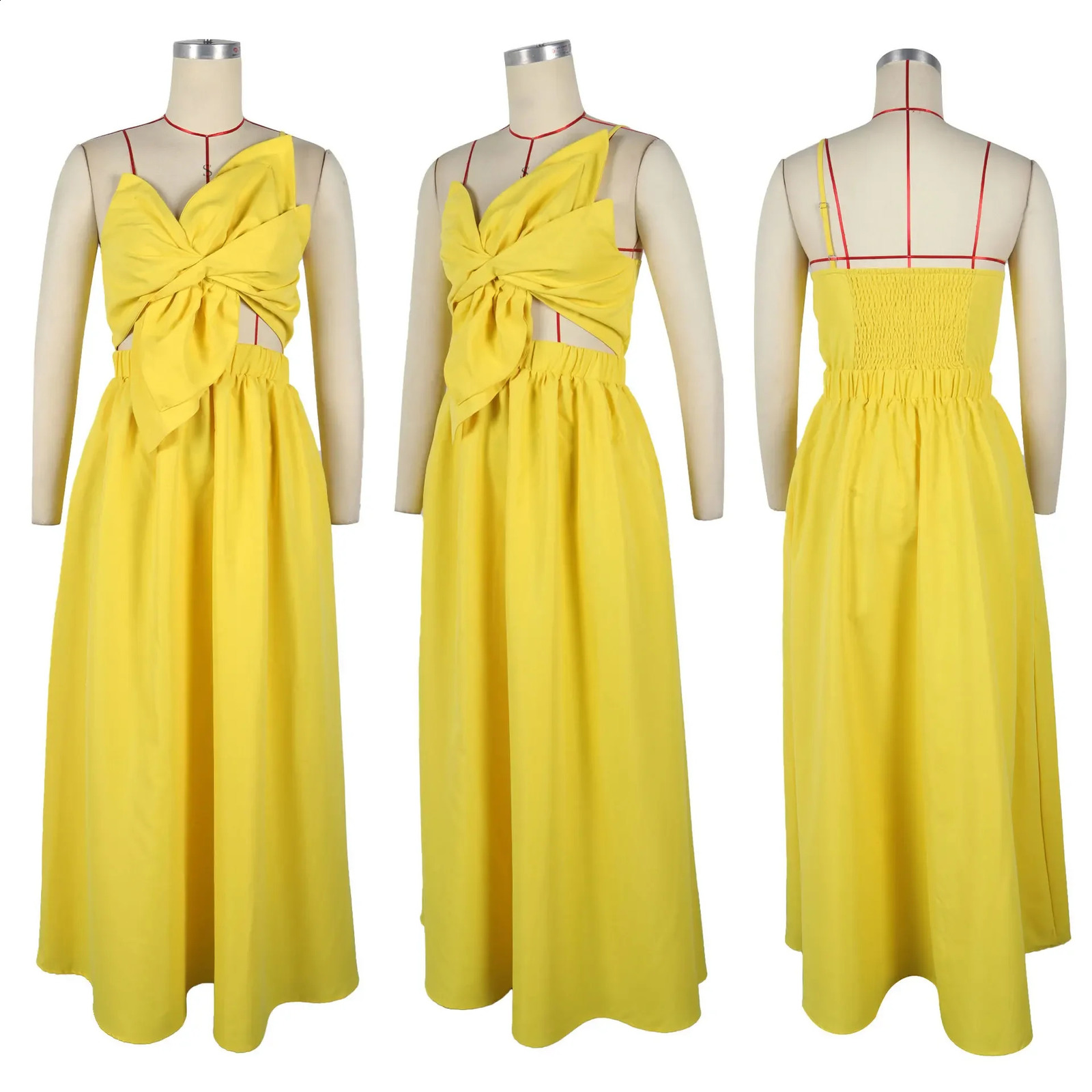 CM.YAYA Women Big Petal Front Strapless Midi Long Dress Summer Street Vestidos Sexy Party Evening Chic Big Swing Dresses 240828