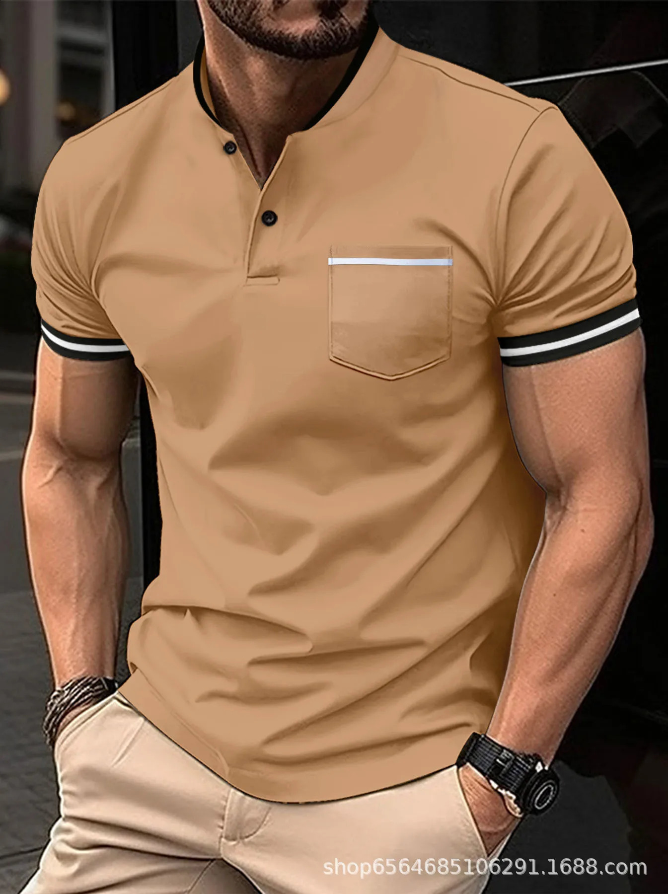Short Sleeve Chest Pocket Polo Shirt Summer Casual Tshirt Low Neck Super Large SXXL 240828