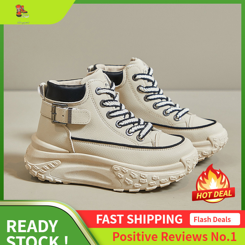 Ddmysports Autumn High Top White New Korean Version Ins Female Student Thick Sole Height Increasing Sports Board Shoes Casual Y OUTDOOR