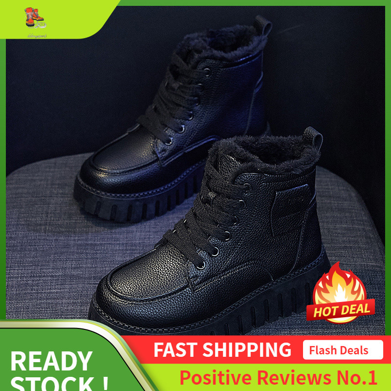 Ddmysports Winter New Ins Korean Edition Plush White Shoes For Female Students Igh Top Thick Bottom Casual Warmth OUTDOOR