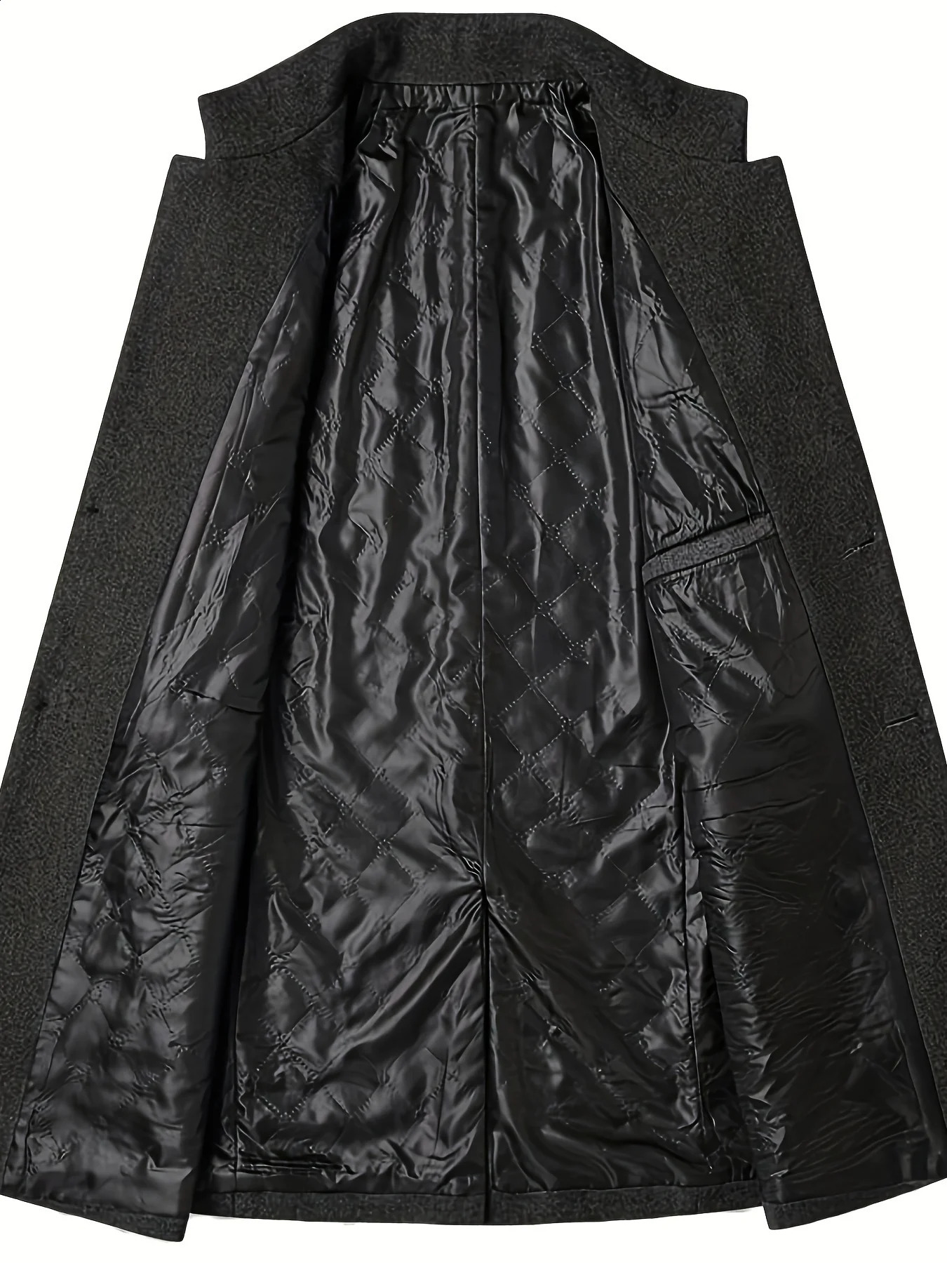 Autumn and winter mens casual wool coat fashionable cotton windproof jacket mens medium length jacket jacket 240829