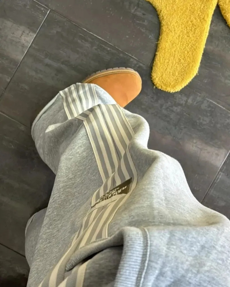 Casual Haruku Simple Stripe Jogging Womens Y2K Street Clothing Sports Pants Solid Color High Waist Couple Retro Loose Fashion