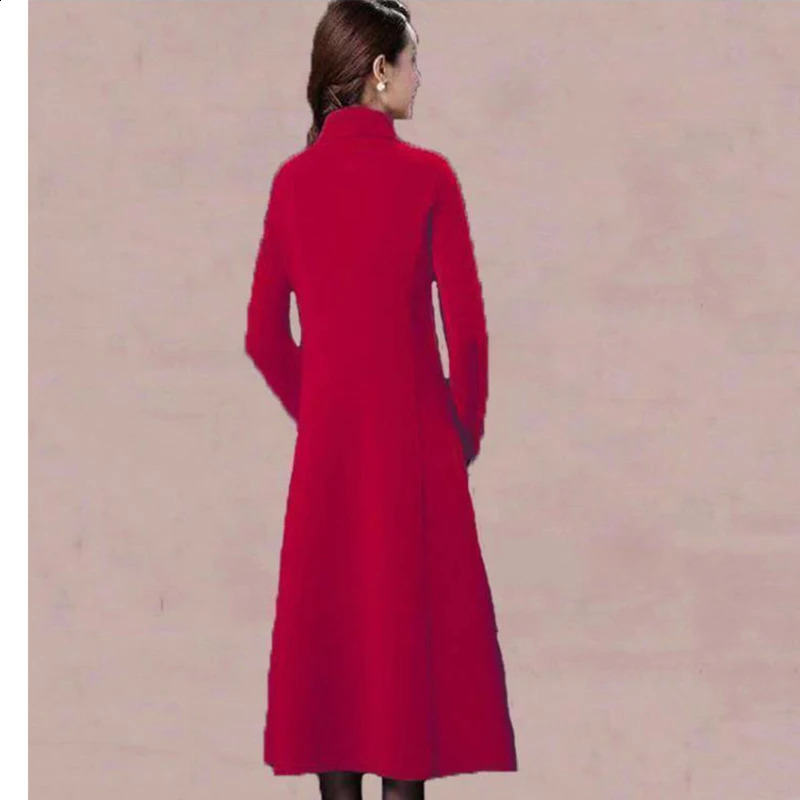 High end womens long wool coat autumn thick wool coat mother elegant blended wool jacket 4XL 240828
