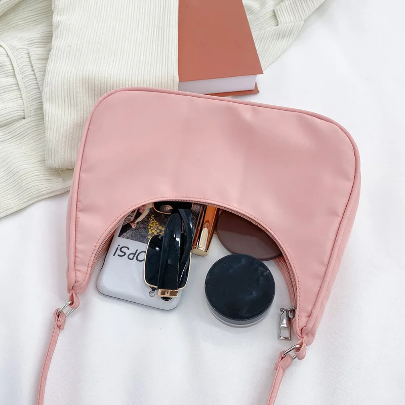 Fashion Simplicity Solid Color Shoulder Bag Women Underarm Ladies Tophandle Clutches Black Beige White Pink Handbag Pouch 240828